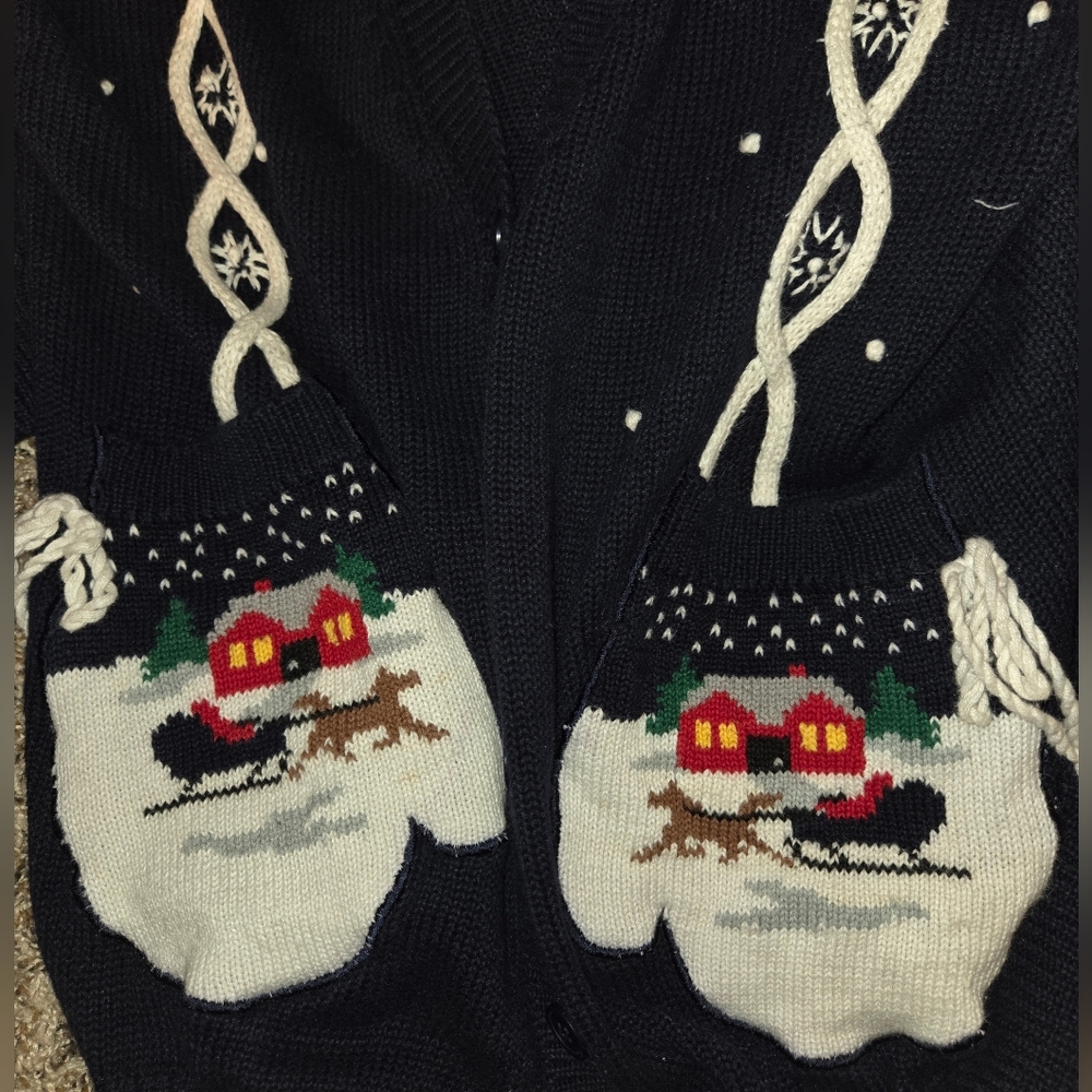 Susan Bristol Hand Embroidered Ugly Christmas Cardigan 1992 Vintage Size M - Picture 2 of 4